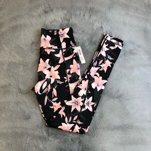 Victoria's Secret Black Leggings with Pink Floral Print